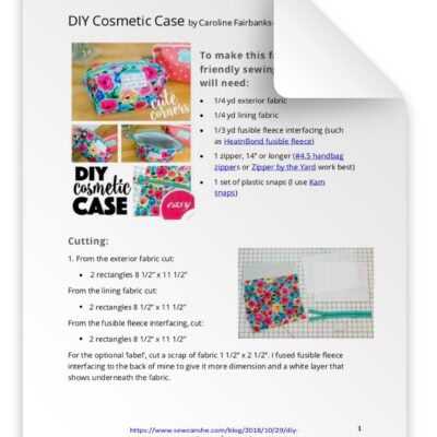 CUTE CORNERS COSMETIC CASE SEWING PATTERN